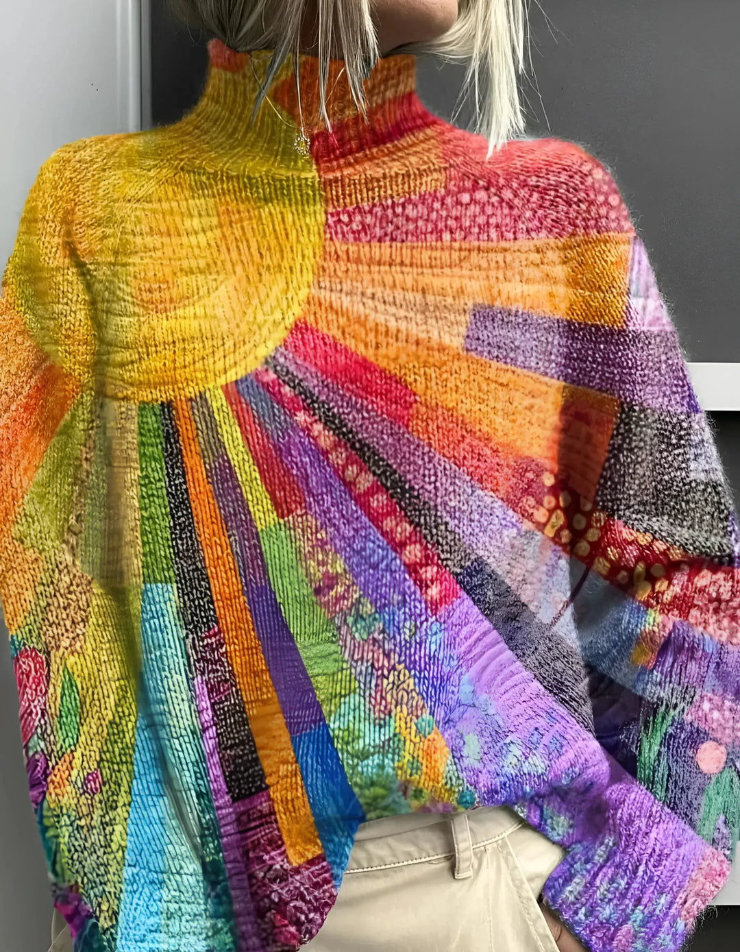 Colourful Turtleneck Sweater