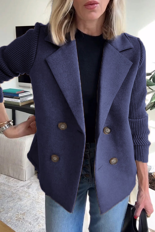 Victoria™ - Elegant Knit-Sleeve Blazer