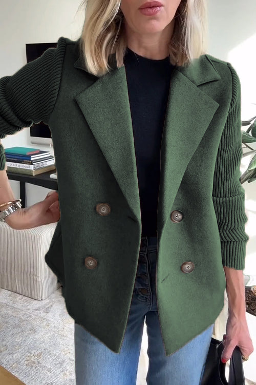Victoria™ - Elegant Knit-Sleeve Blazer