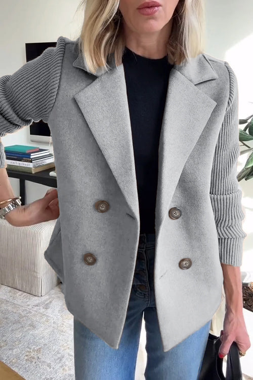 Victoria™ - Elegant Knit-Sleeve Blazer