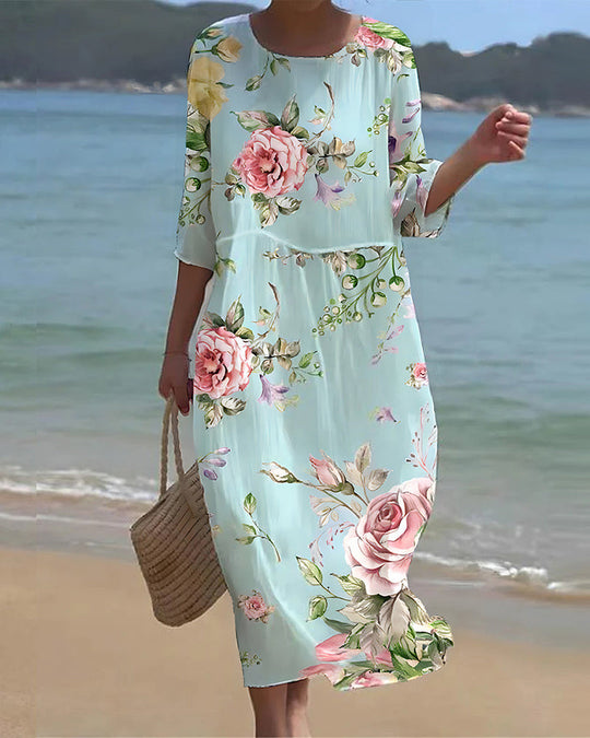 Miranda | Elegant floral belly-covering dress