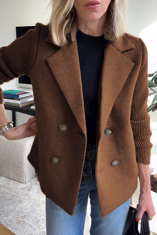 Victoria™ - Elegant Knit-Sleeve Blazer