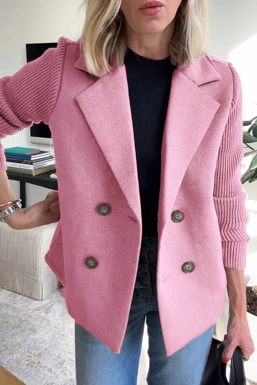 Victoria™ - Elegant Knit-Sleeve Blazer
