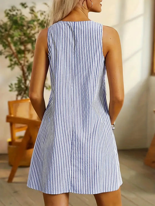 Selena™ | Stylish Striped Dress with Pockets