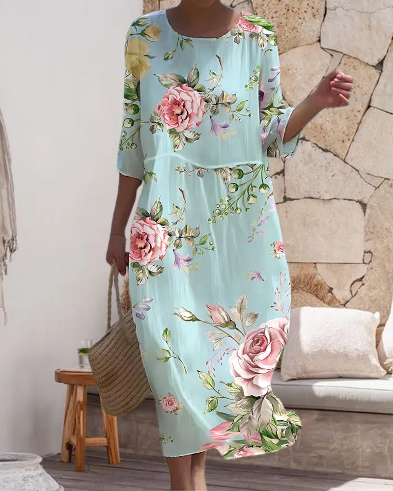 Miranda | Elegant floral belly-covering dress