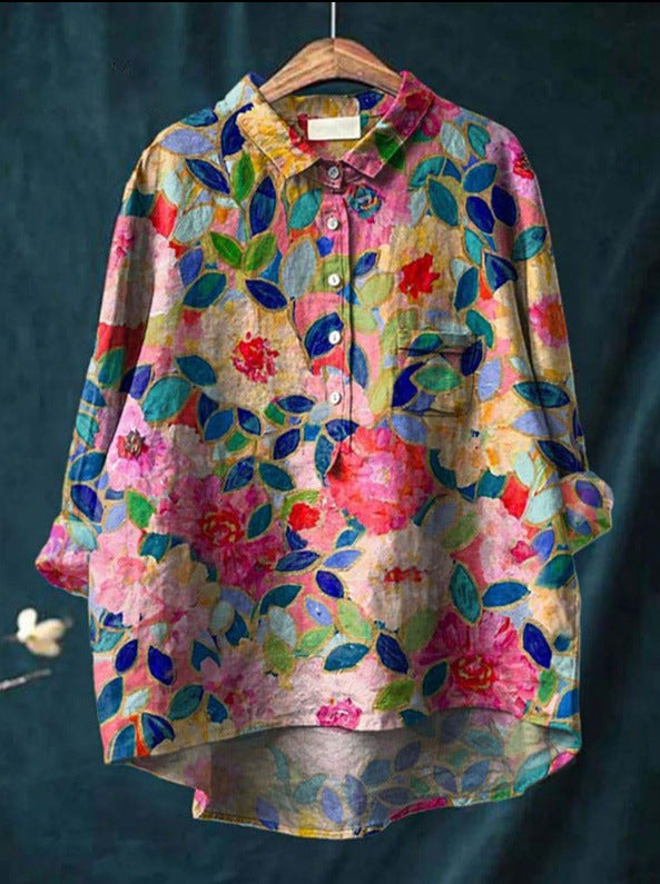 Edith™ | Classic Floral Long Blouse
