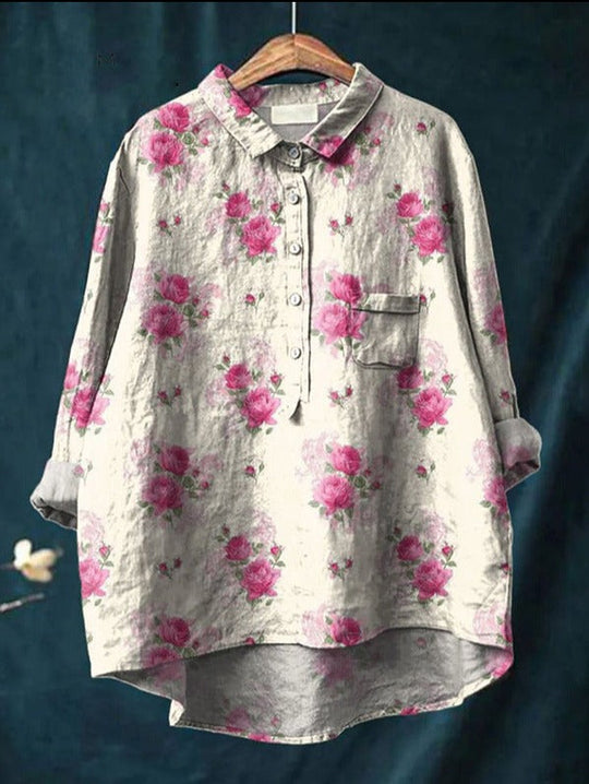Edith™ | Classic Floral Long Blouse