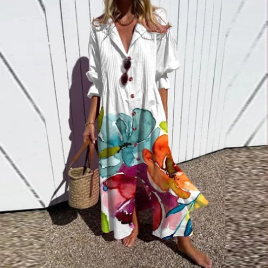 Mabel - Flattering Boho Dress with Buttons