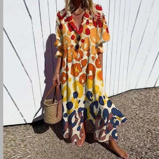 Mabel - Flattering Boho Dress with Buttons