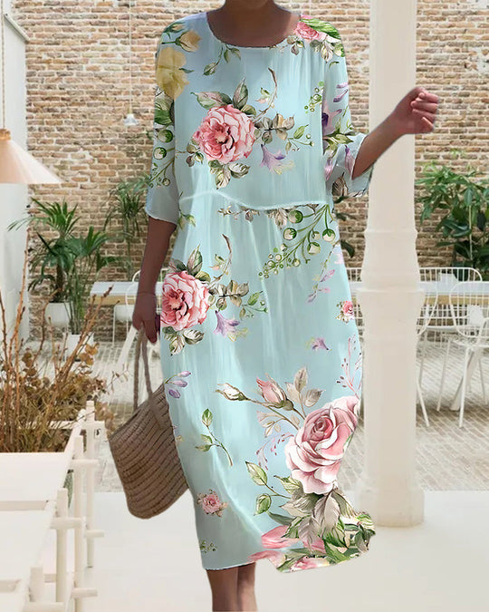 Miranda | Elegant floral belly-covering dress