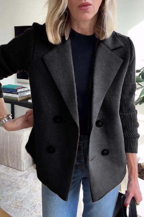 Victoria™ - Elegant Knit-Sleeve Blazer
