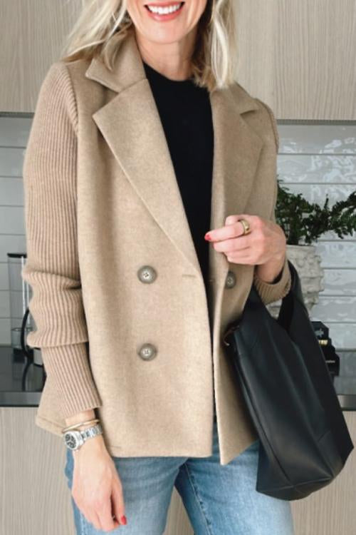 Victoria™ - Elegant Knit-Sleeve Blazer