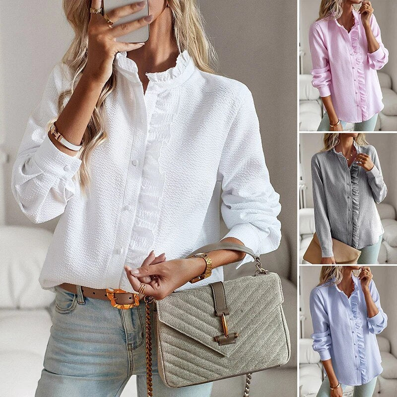 Amy - Ruffle Long Sleeve Shirt